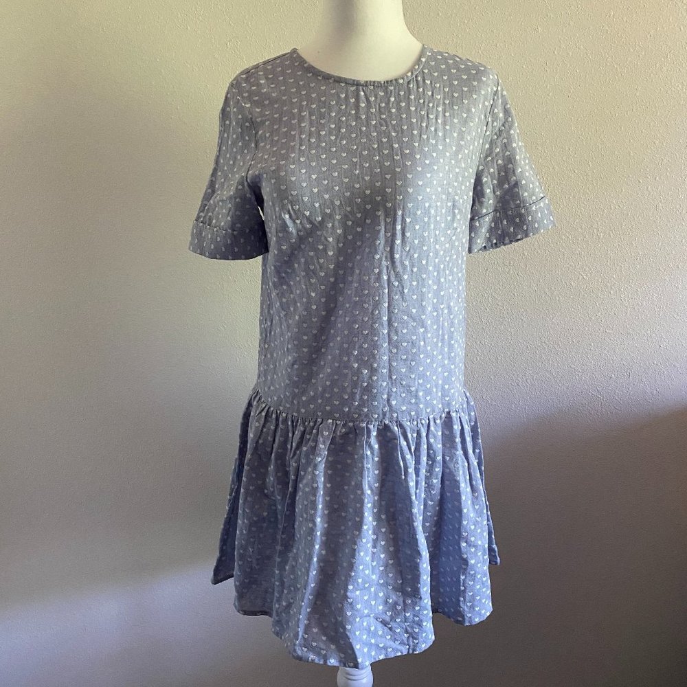 NWOT Elodie Short Sleeve Heart Print Dropwaist Dress